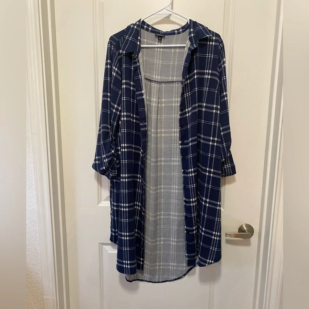 torrid Navy and White Plaid Shirt Dress